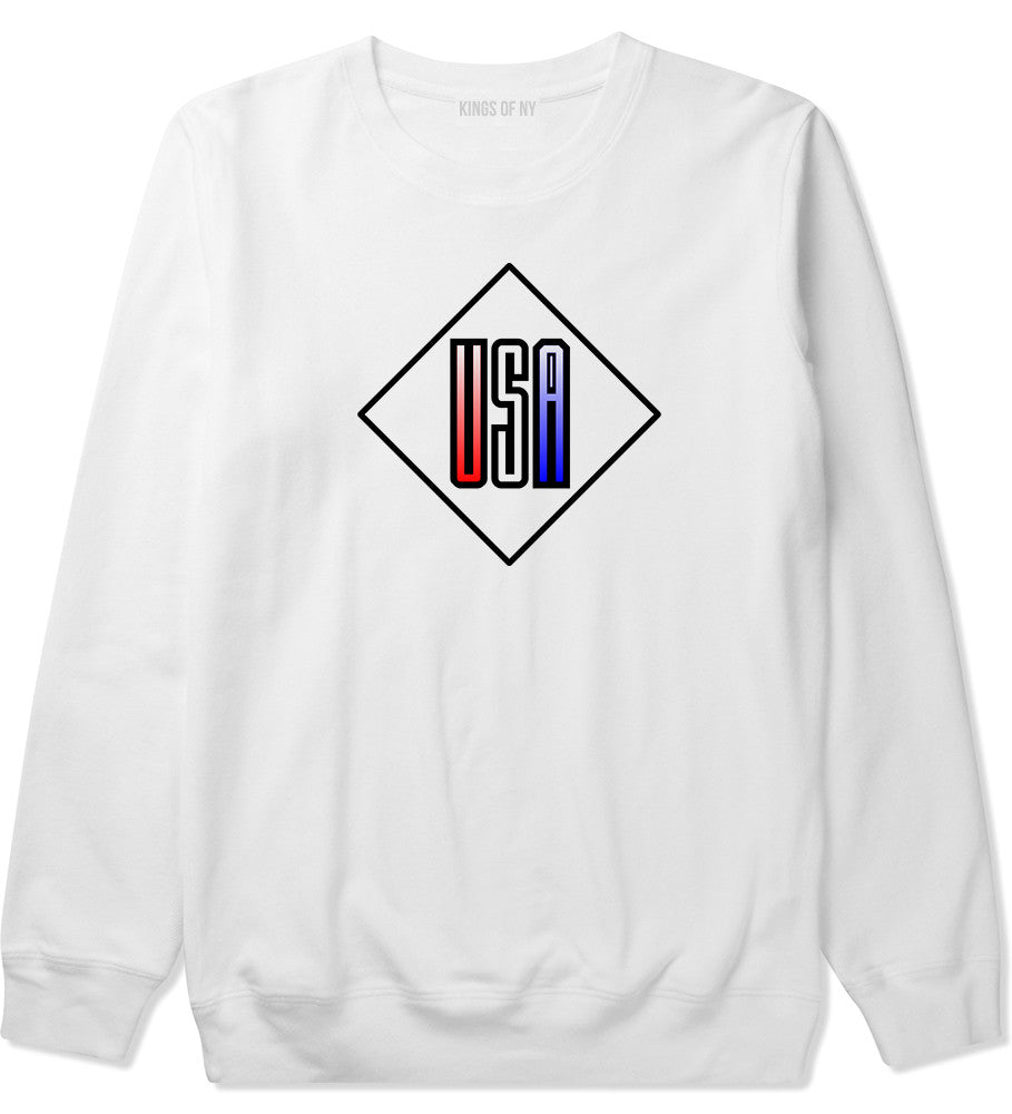 USA Diamond Logo Crewneck Sweatshirt in White