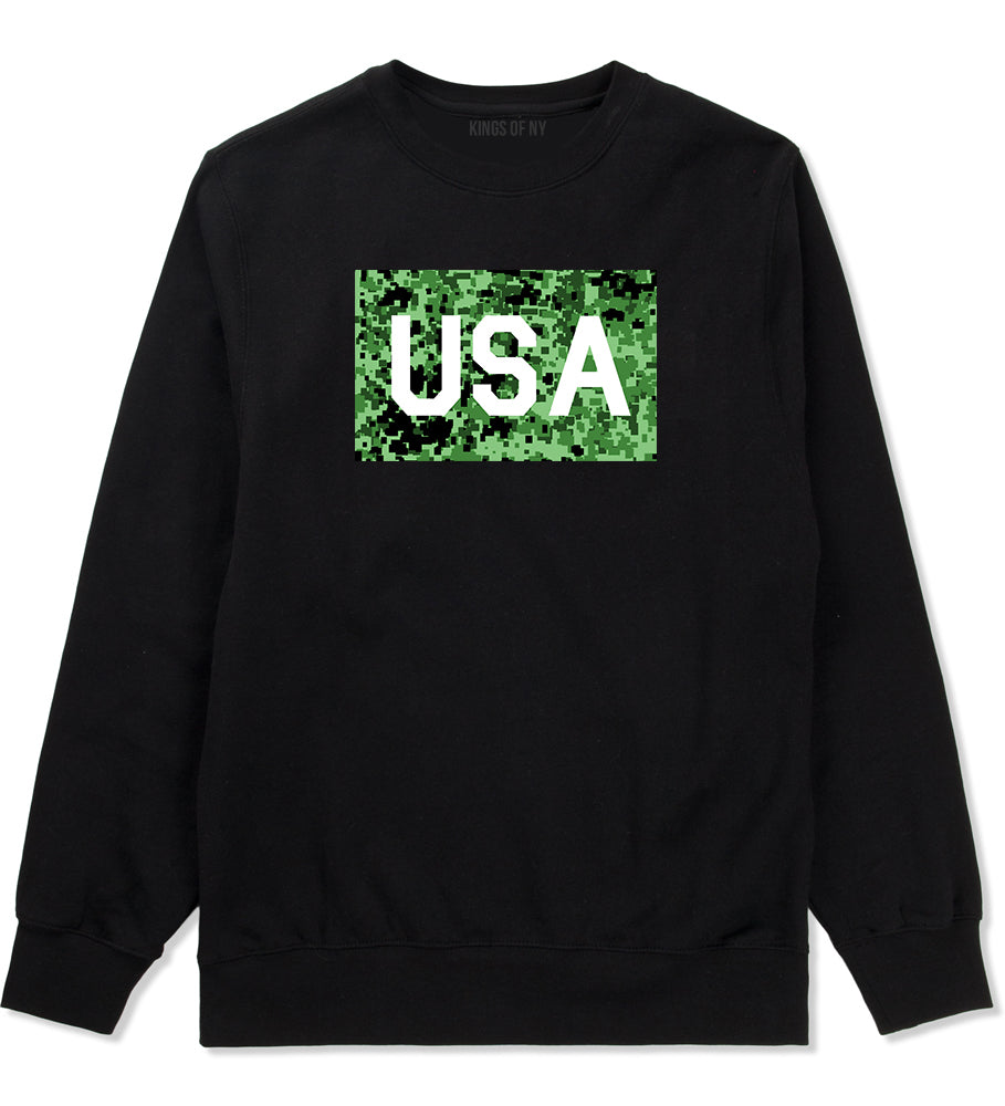 USA Digital Camo Army Mens Black Crewneck Sweatshirt by Kings Of NY