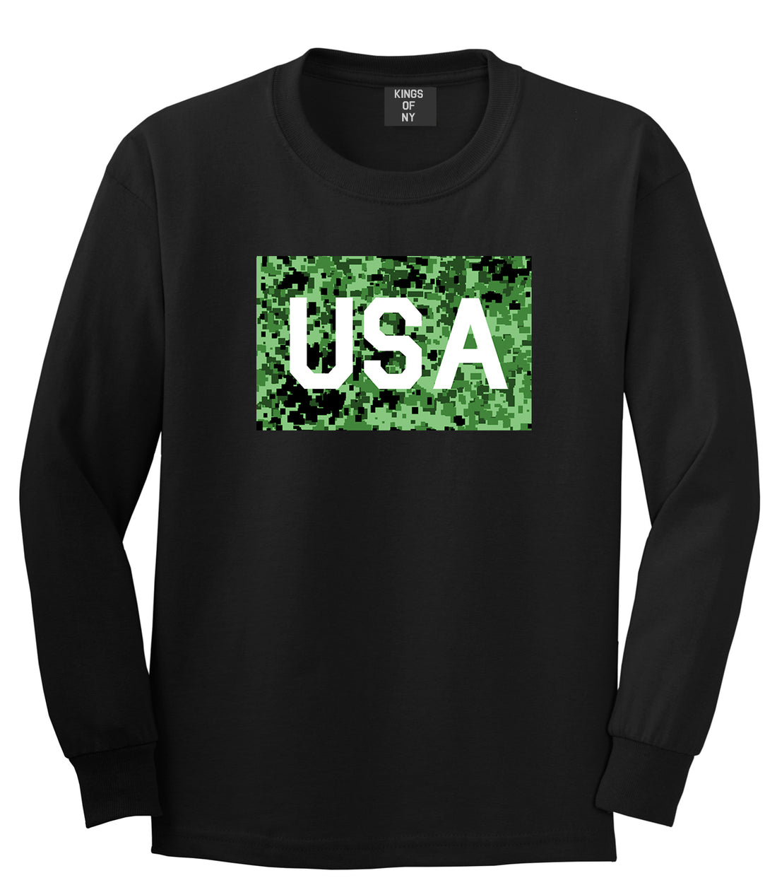 USA Digital Camo Army Mens Black Long Sleeve T-Shirt by Kings Of NY