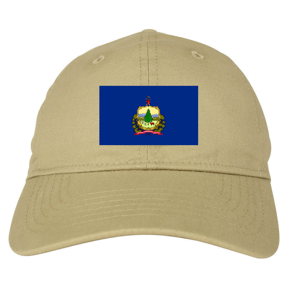 Vermont State Flag VT Chest Mens Dad Hat Tan