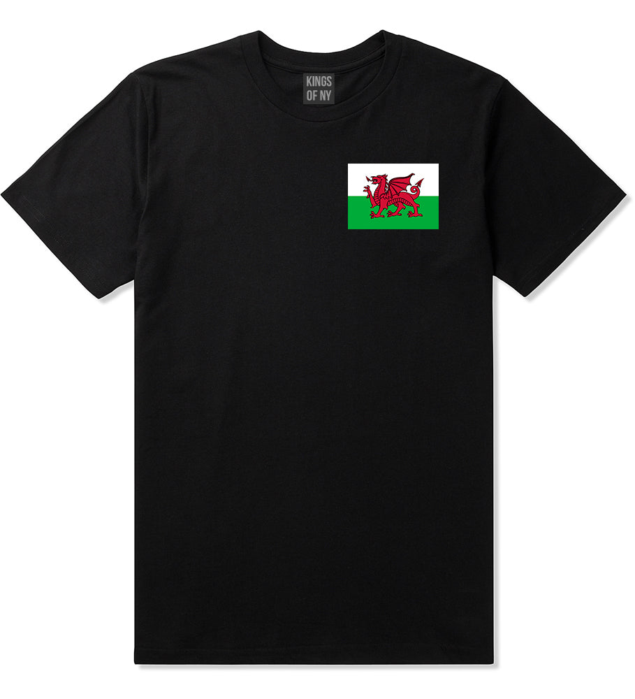 Wales Flag Country Chest Black T-Shirt by Kings Of NY