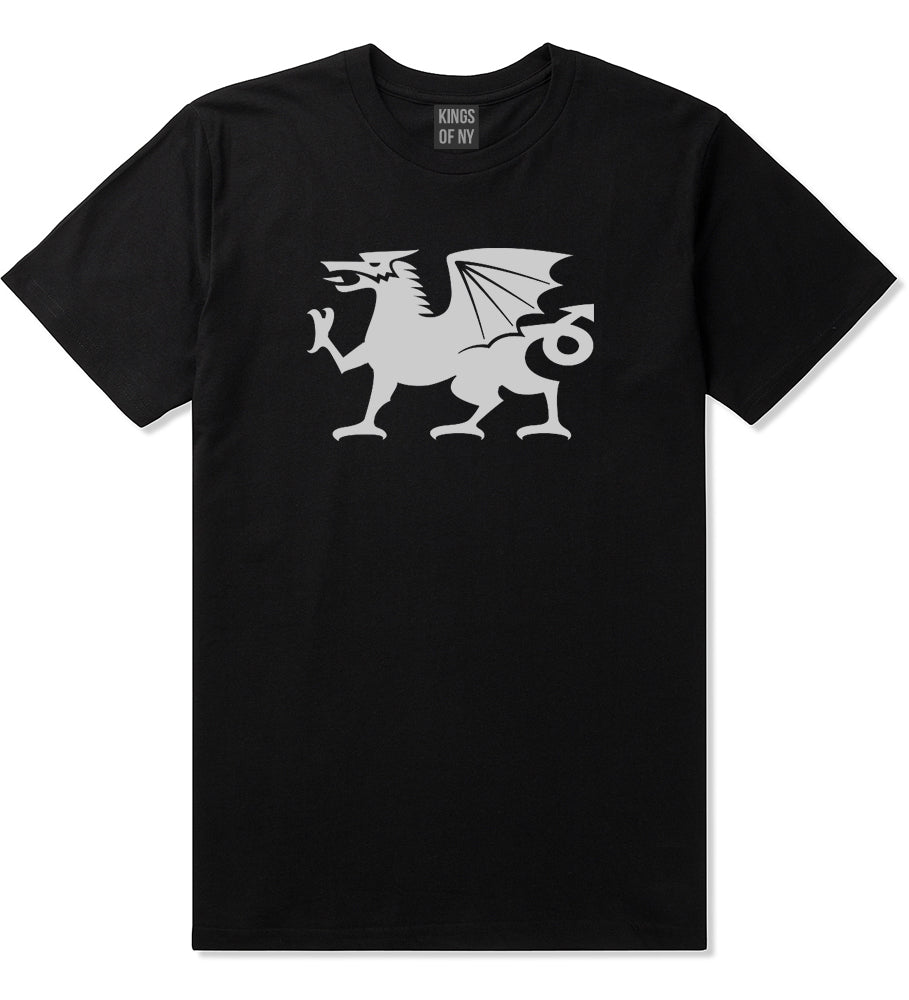 Wales Flag Dragon Symbol Black T-Shirt by Kings Of NY