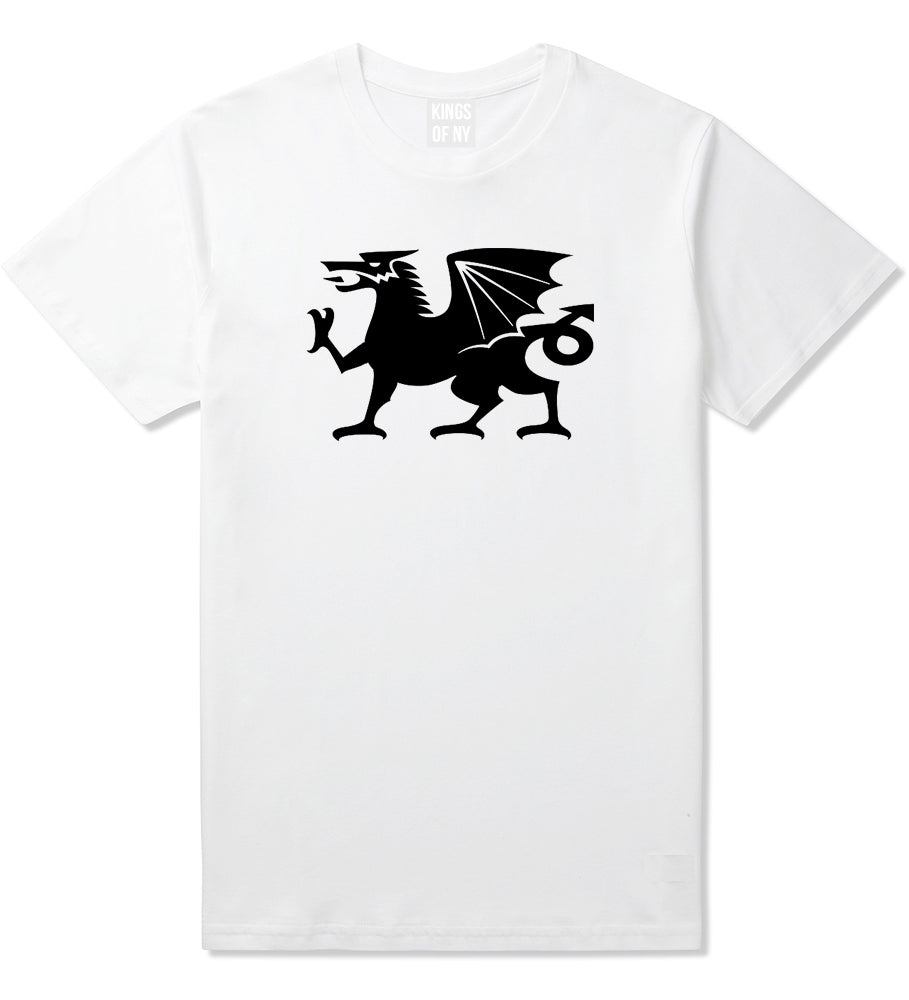 Wales Flag Dragon Symbol White T-Shirt by Kings Of NY