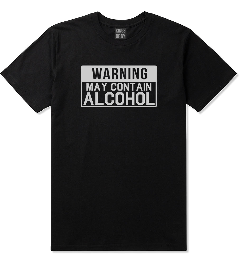 Warning May Contain Alcohol Black T-Shirt by Kings Of NY