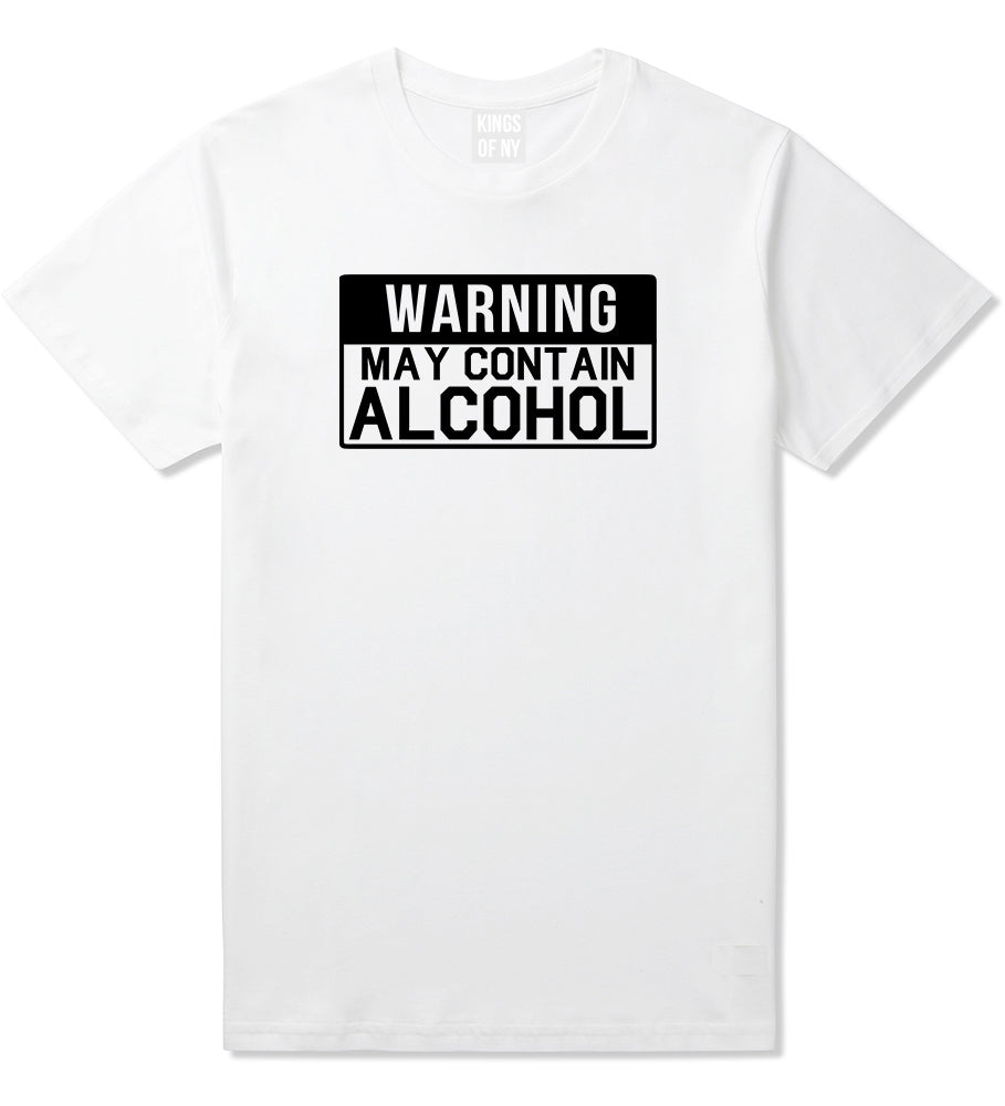 Warning May Contain Alcohol White T-Shirt by Kings Of NY