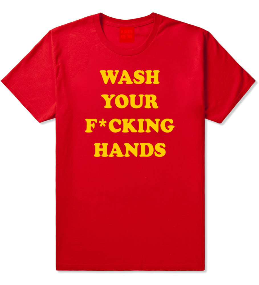 Wash Your Hands F Word Mens T-Shirt Red