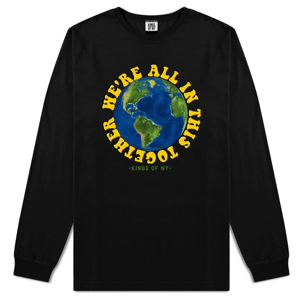We're All In This Together Earth Mens Long Sleeve T-Shirt Black
