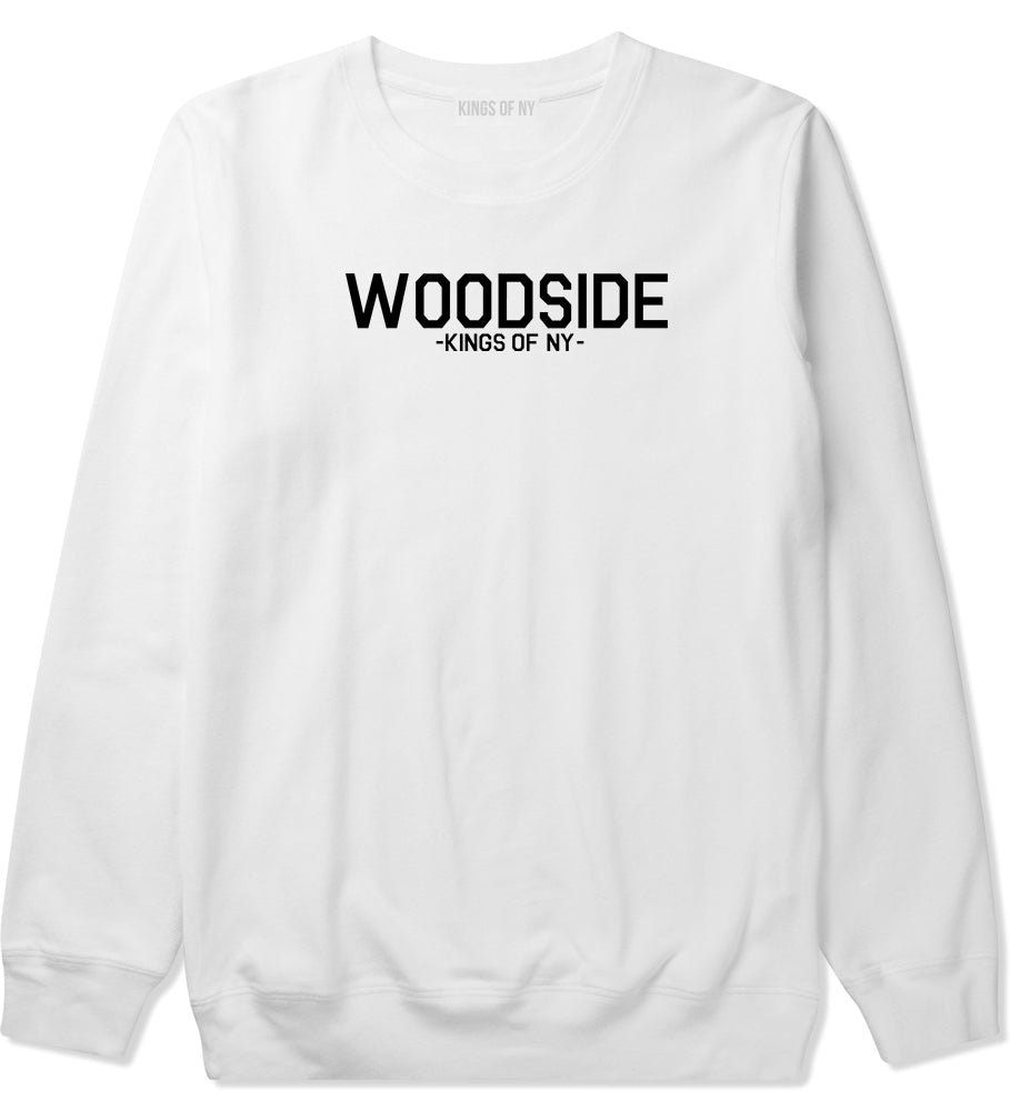 Woodside Queens New York Mens Crewneck Sweatshirt White