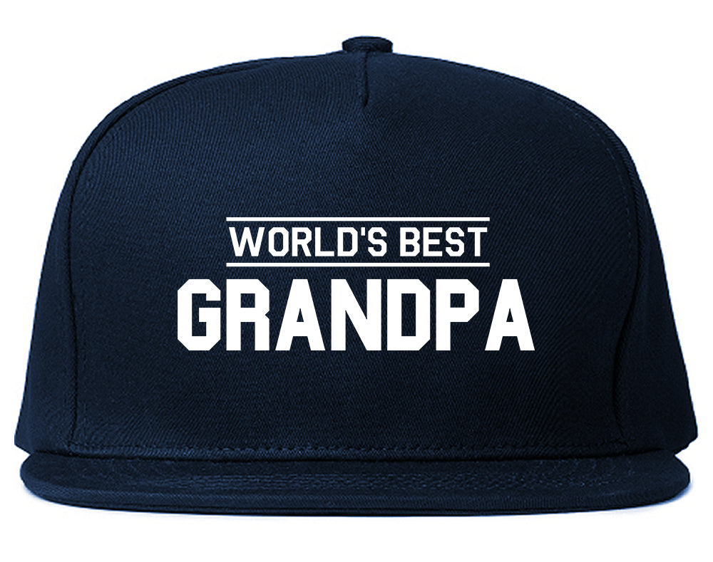Worlds Best Grandpa Gift Mens Snapback Hat Navy Blue