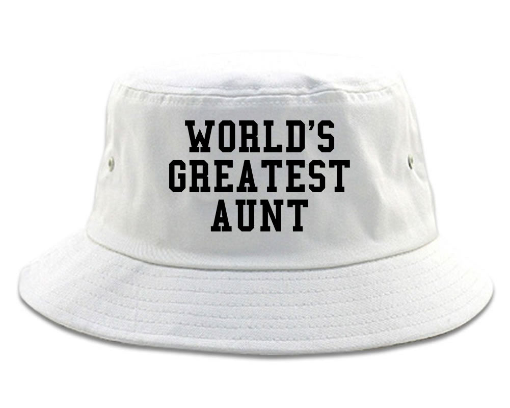 Worlds Greatest Aunt Auntie Birthday Gift Mens Bucket Hat White