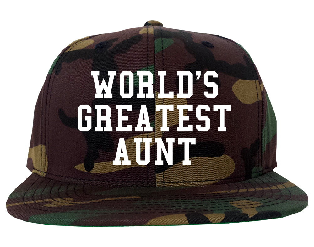 Worlds Greatest Aunt Auntie Birthday Gift Mens Snapback Hat Army Camo