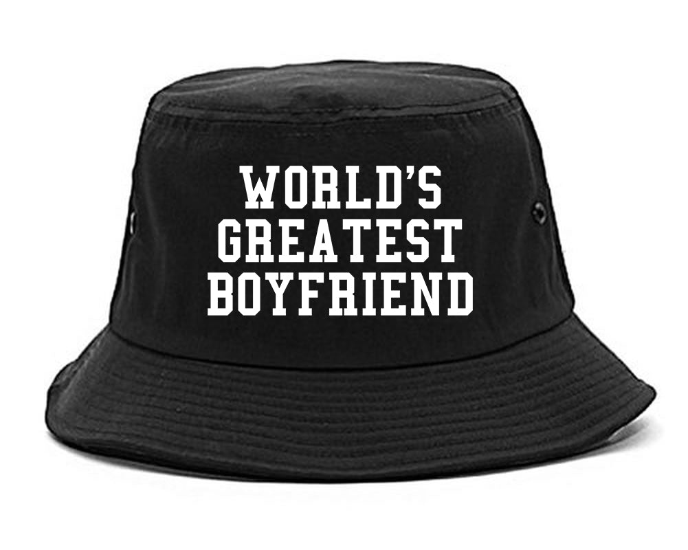 Worlds Greatest Boyfriend Funny Birthday Gift Mens Bucket Hat Black