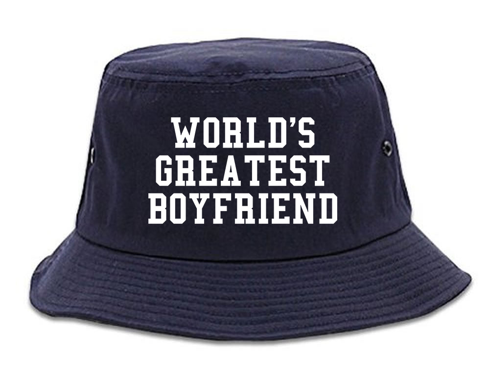 Worlds Greatest Boyfriend Funny Birthday Gift Mens Bucket Hat Navy Blue