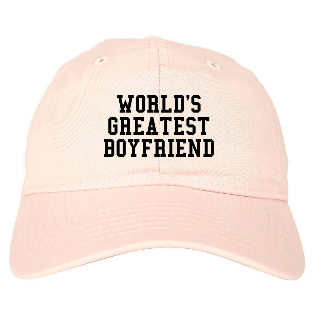 Worlds Greatest Boyfriend Funny Birthday Gift Mens Dad Hat Pink
