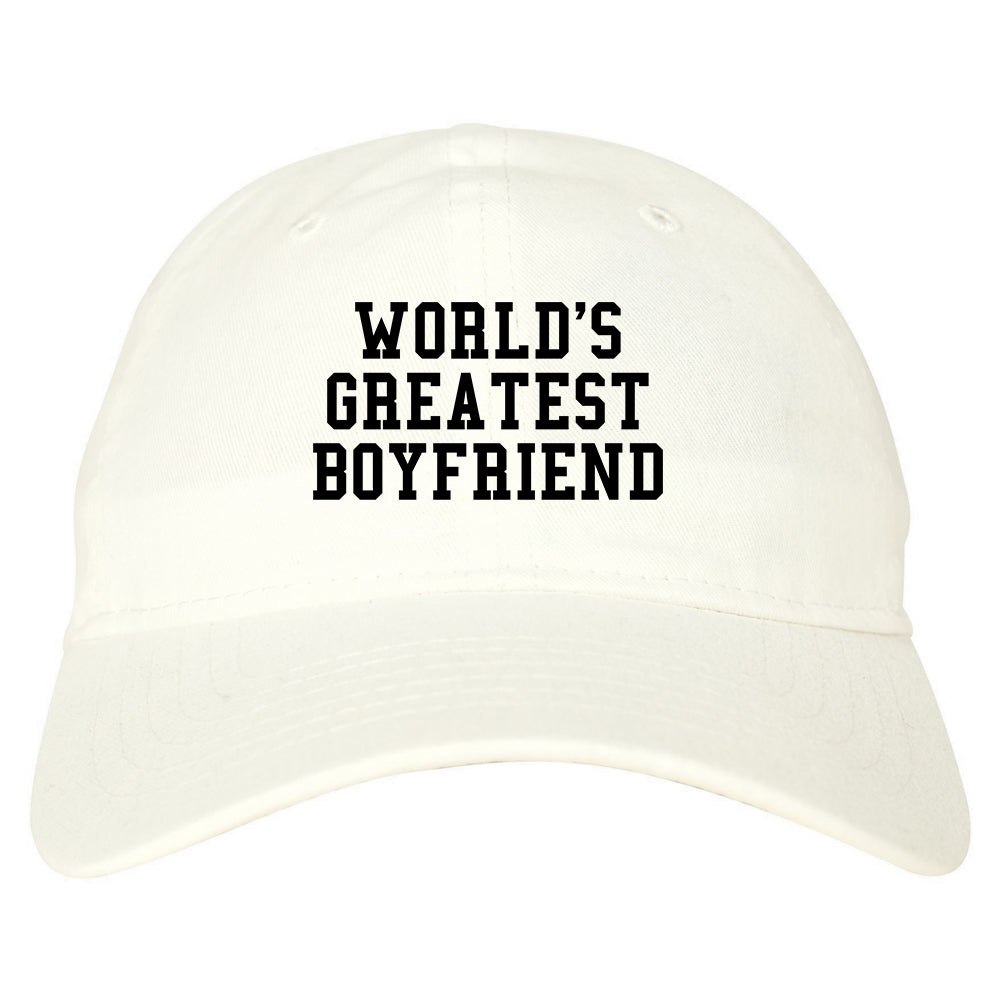 Worlds Greatest Boyfriend Funny Birthday Gift Mens Dad Hat White