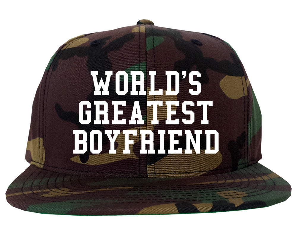 Worlds Greatest Boyfriend Funny Birthday Gift Mens Snapback Hat Army Camo