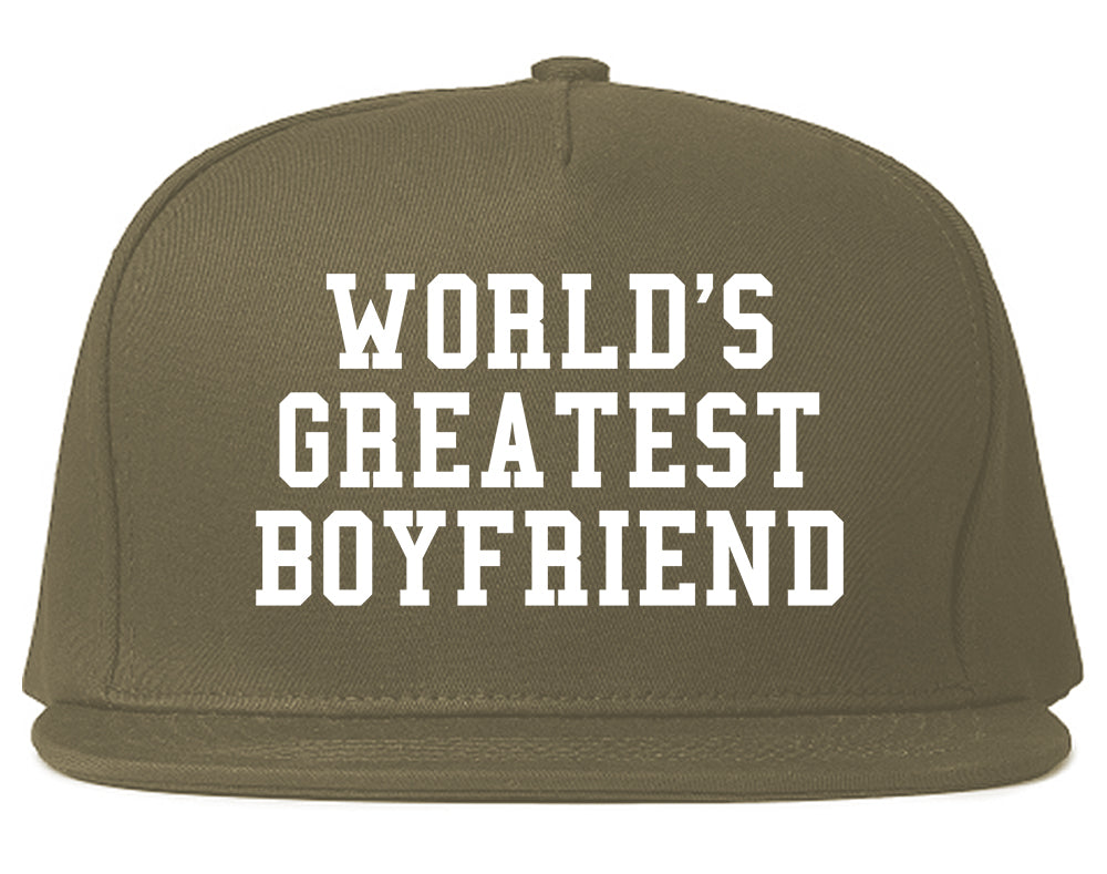 Worlds Greatest Boyfriend Funny Birthday Gift Mens Snapback Hat Grey