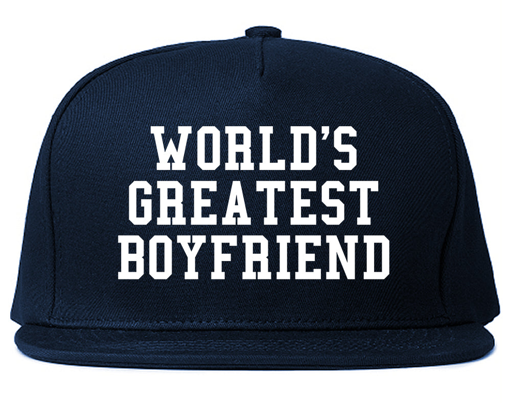 Worlds Greatest Boyfriend Funny Birthday Gift Mens Snapback Hat Navy Blue