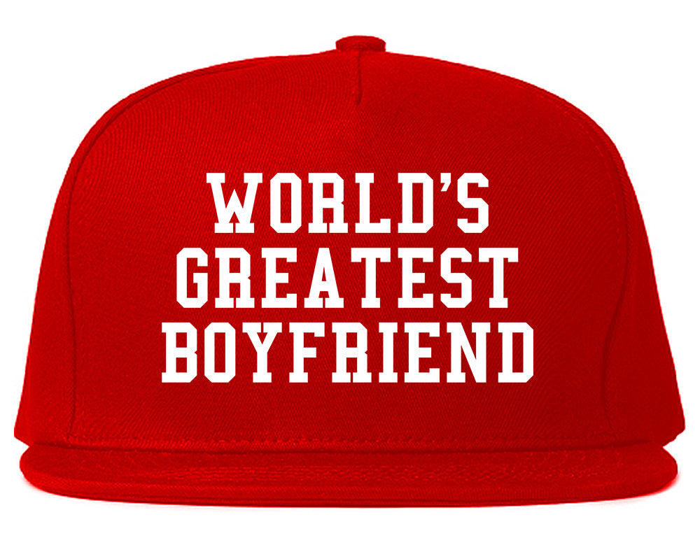 Worlds Greatest Boyfriend Funny Birthday Gift Mens Snapback Hat Red
