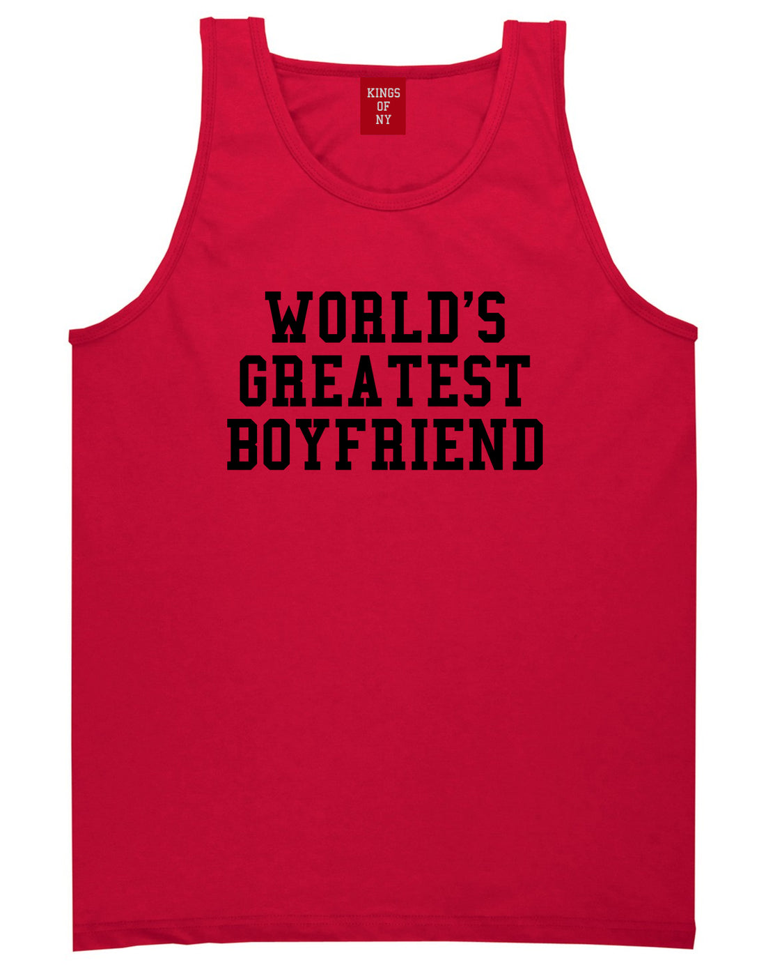 Worlds Greatest Boyfriend Funny Birthday Gift Mens Tank Top T-Shirt Red