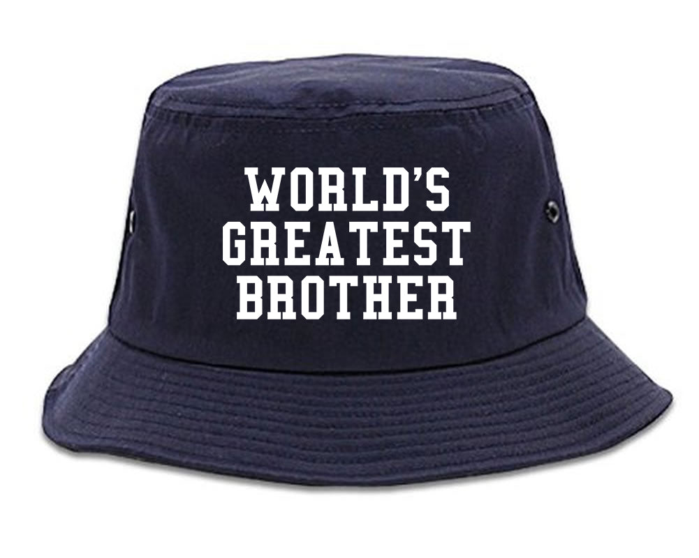 Worlds Greatest Brother Funny Birthday Mens Bucket Hat Navy Blue