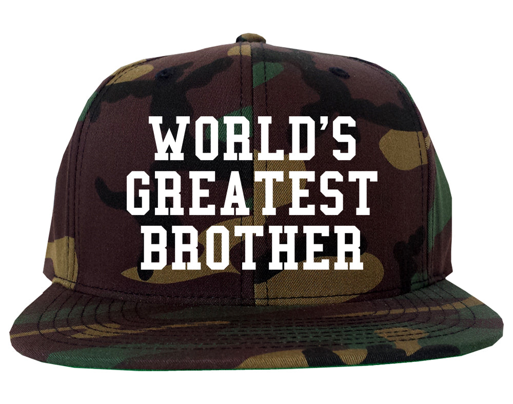 Worlds Greatest Brother Funny Birthday Mens Snapback Hat Army Camo