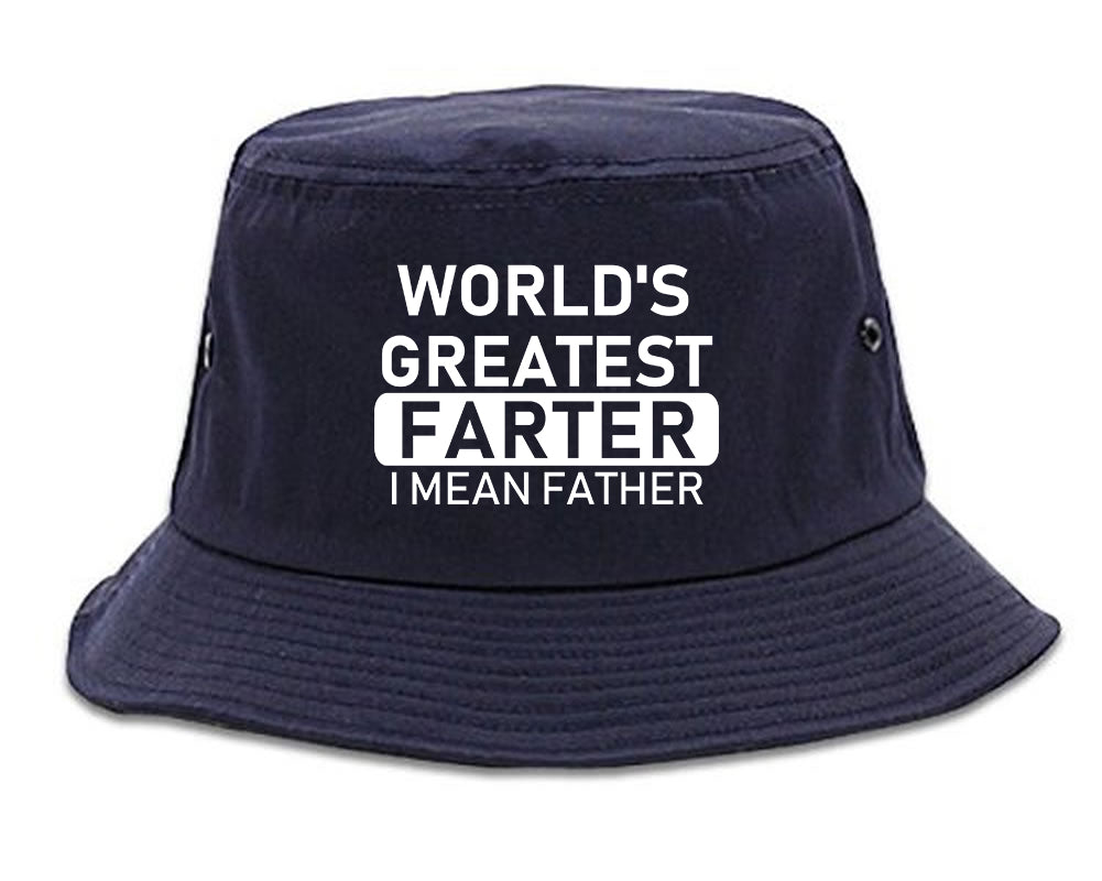 Worlds Greatest Farter Father Dad Day Mens Bucket Hat Navy Blue