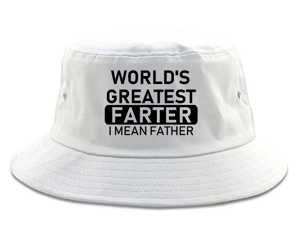 Worlds Greatest Farter Father Dad Day Mens Bucket Hat White