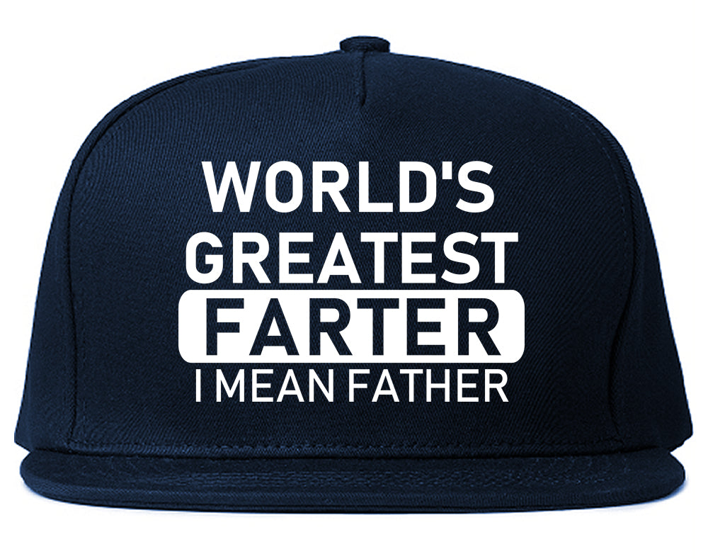 Worlds Greatest Farter Father Dad Day Mens Snapback Hat Navy Blue