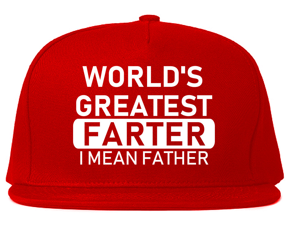 Worlds Greatest Farter Father Dad Day Mens Snapback Hat Red