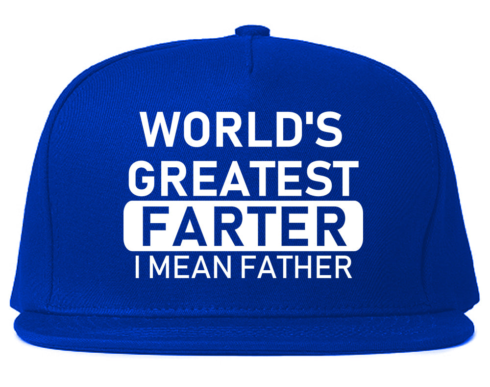 Worlds Greatest Farter Father Dad Day Mens Snapback Hat Royal Blue