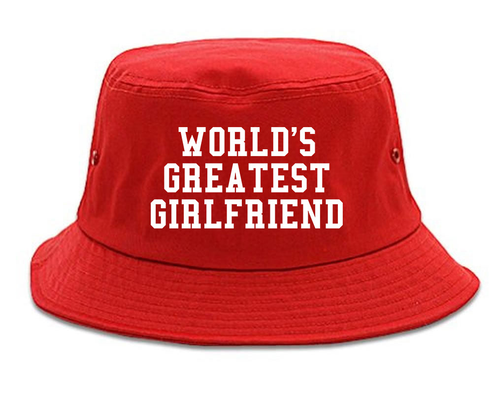 Worlds Greatest Girlfriend Funny Birthday Gift Mens Bucket Hat Red