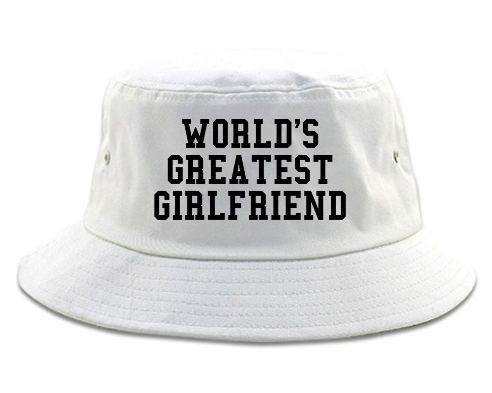 Worlds Greatest Girlfriend Funny Birthday Gift Mens Bucket Hat White
