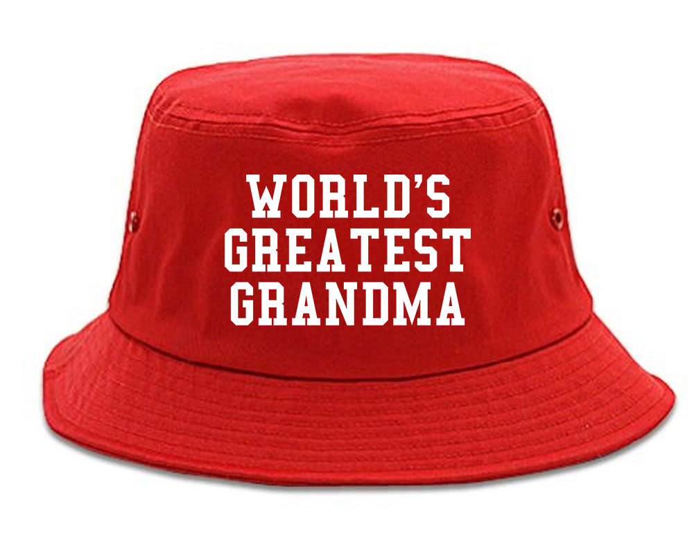 Worlds Greatest Grandma Birthday Gift Mens Bucket Hat Red