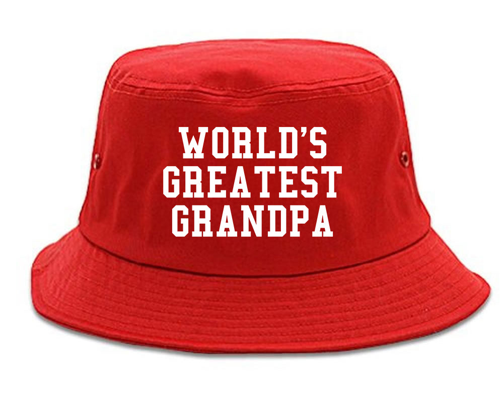 Worlds Greatest Grandpa Fathers Day Mens Bucket Hat Red