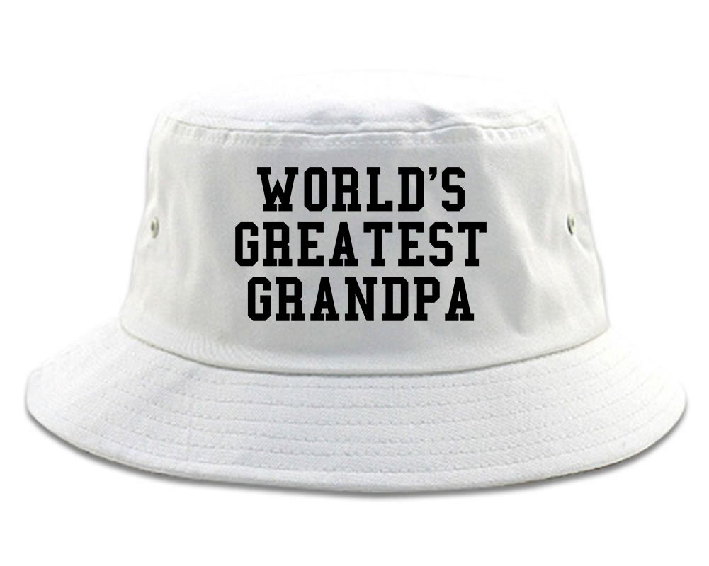 Worlds Greatest Grandpa Fathers Day Mens Bucket Hat White