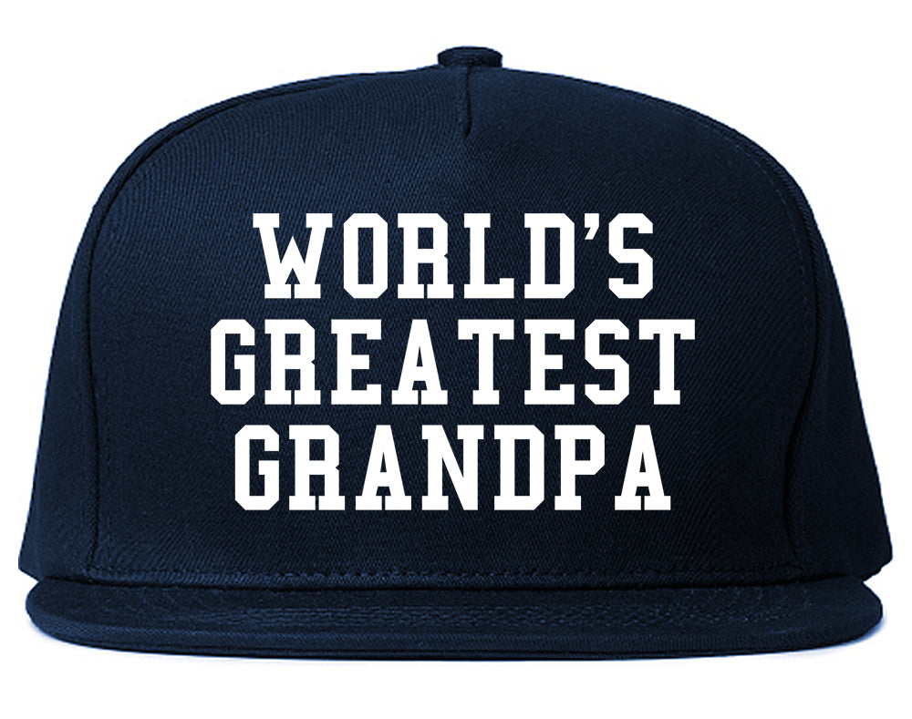 Worlds Greatest Grandpa Fathers Day Mens Snapback Hat Navy Blue