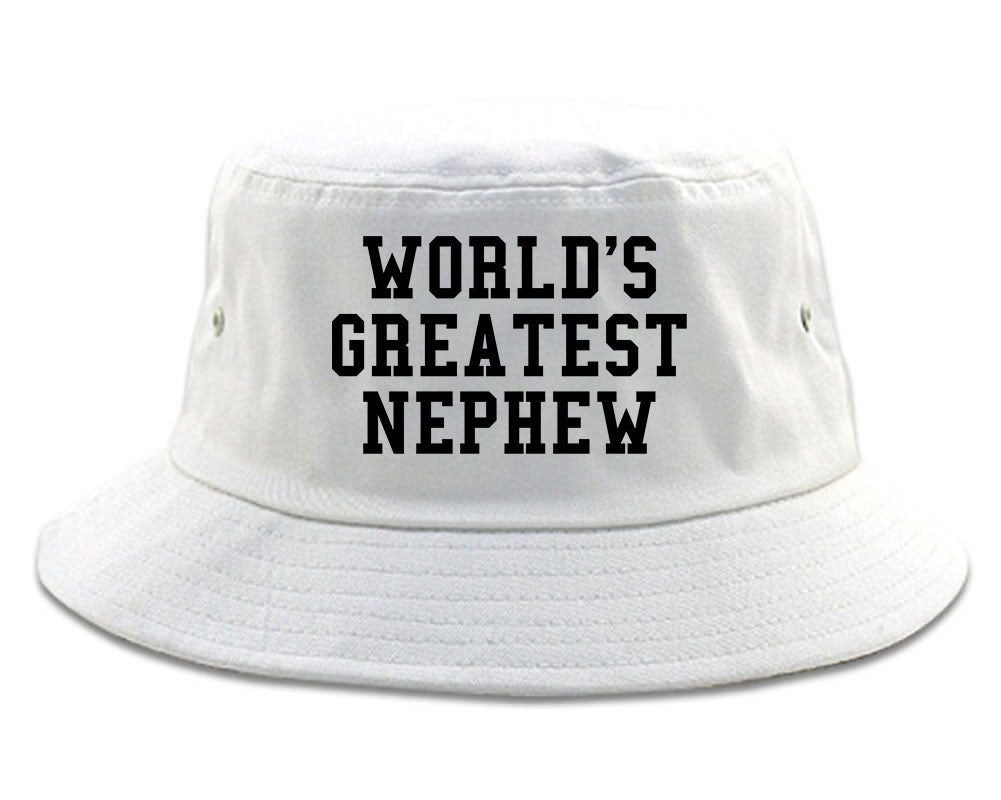 Worlds Greatest Nephew Birthday Gift Mens Bucket Hat White