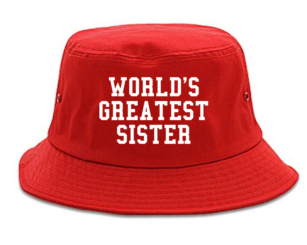 Worlds Greatest Sister Birthday Gift Mens Bucket Hat Red