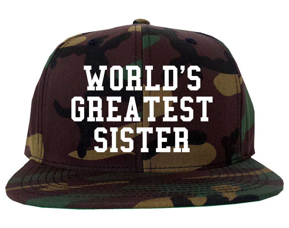 Worlds Greatest Sister Birthday Gift Mens Snapback Hat Army Camo