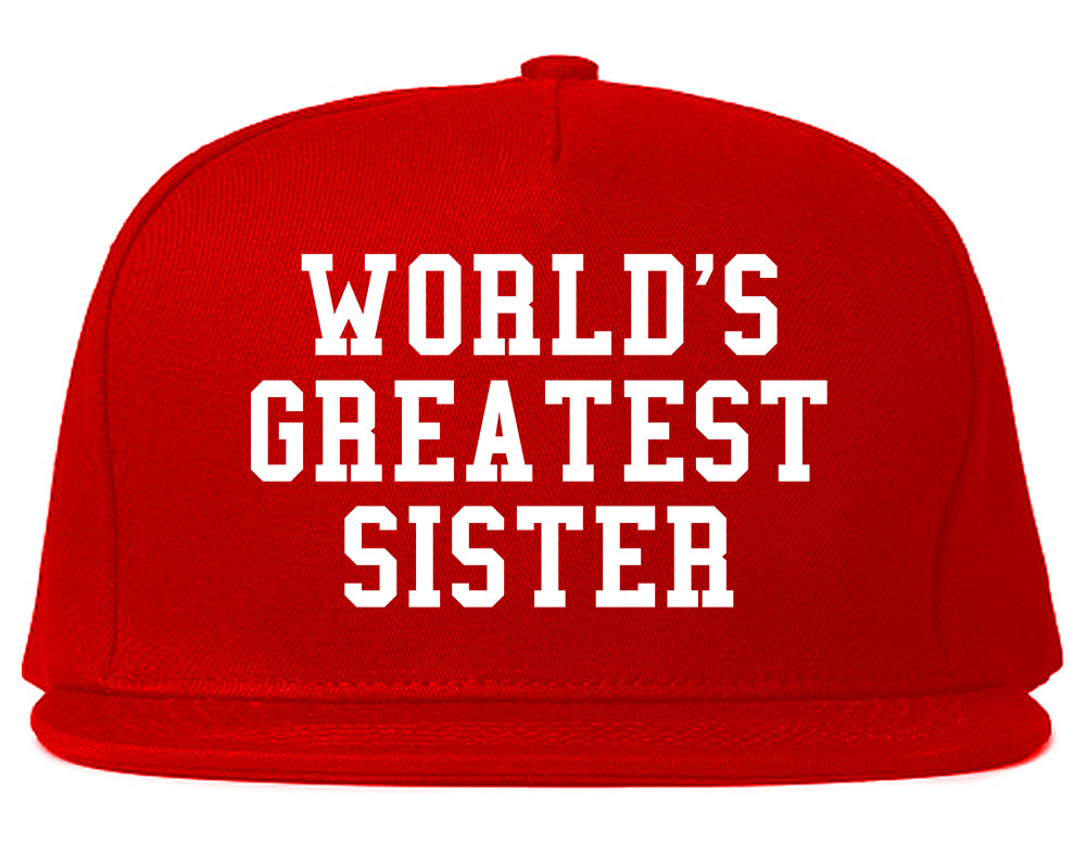 Worlds Greatest Sister Birthday Gift Mens Snapback Hat Red