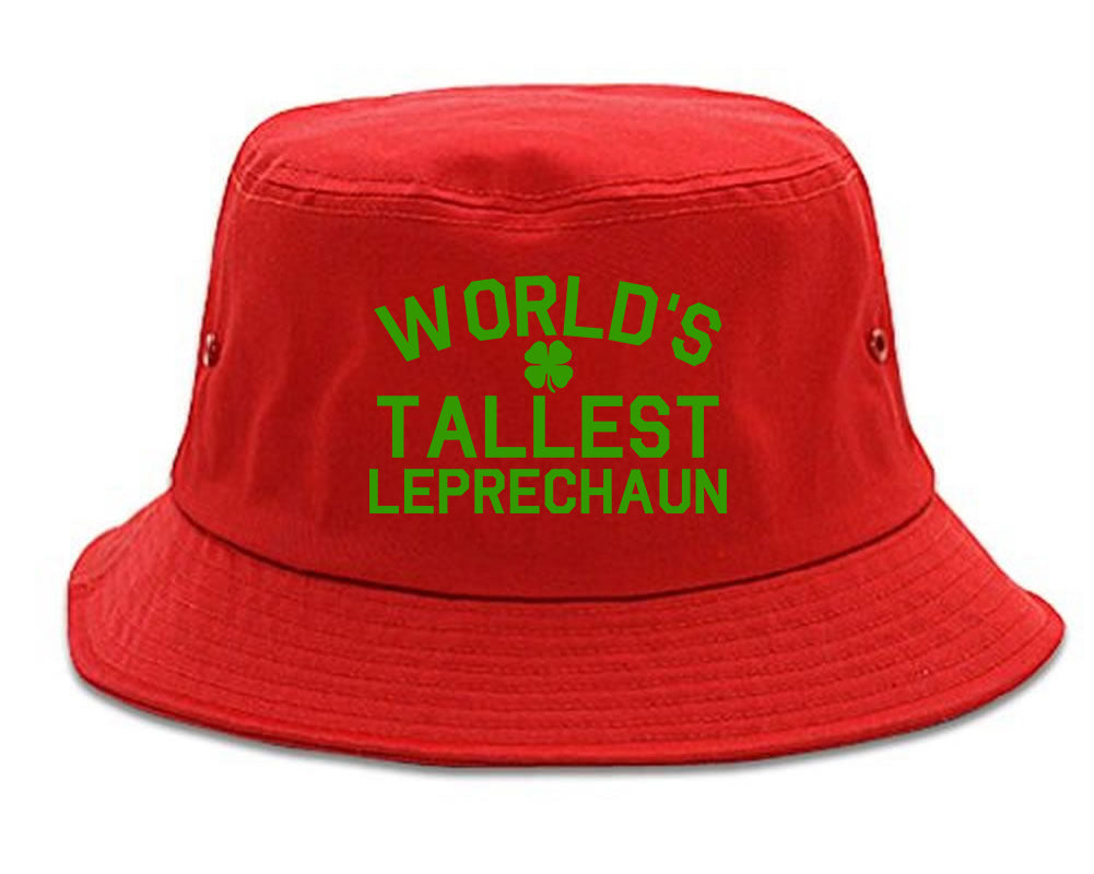 Worlds Tallest Leprechaun Funny St Patricks Day Mens Bucket Hat Red