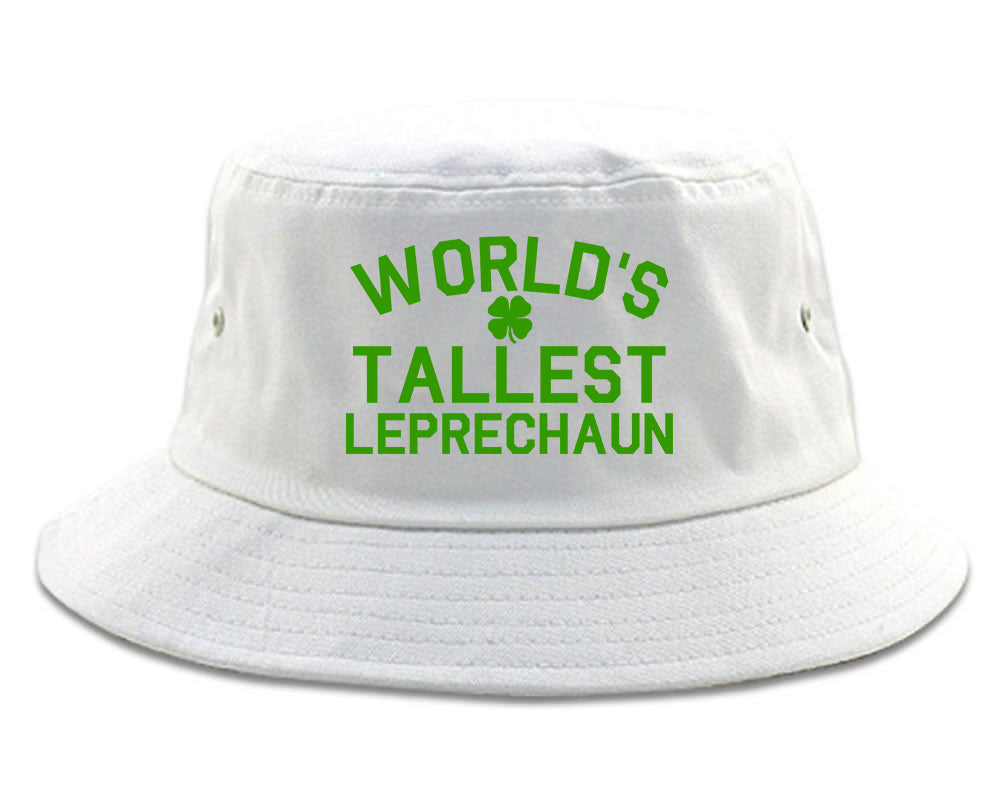 Worlds Tallest Leprechaun Funny St Patricks Day Mens Bucket Hat White