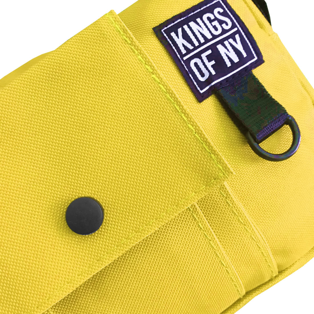 Yellow Front Pocket Mens Canvas Crossbody Sling Bag Detail