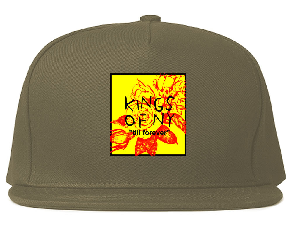 Yellow Rose Till Forever Box Logo Mens Snapback Hat Grey