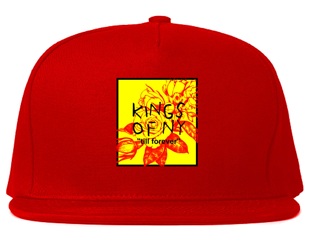 Yellow Rose Till Forever Box Logo Mens Snapback Hat Red
