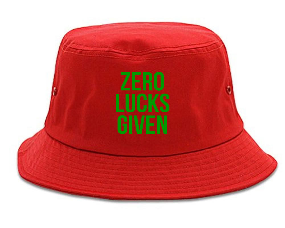 Zero Lucks Given Funny St Patricks Day Mens Bucket Hat Red