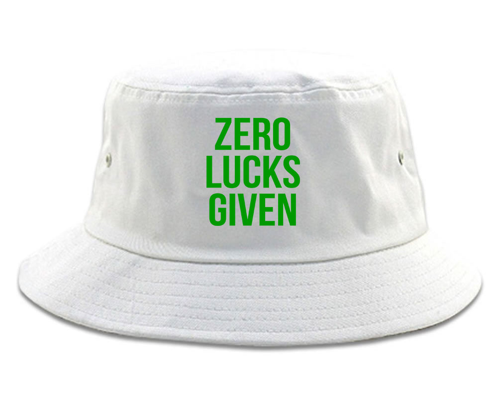 Zero Lucks Given Funny St Patricks Day Mens Bucket Hat White