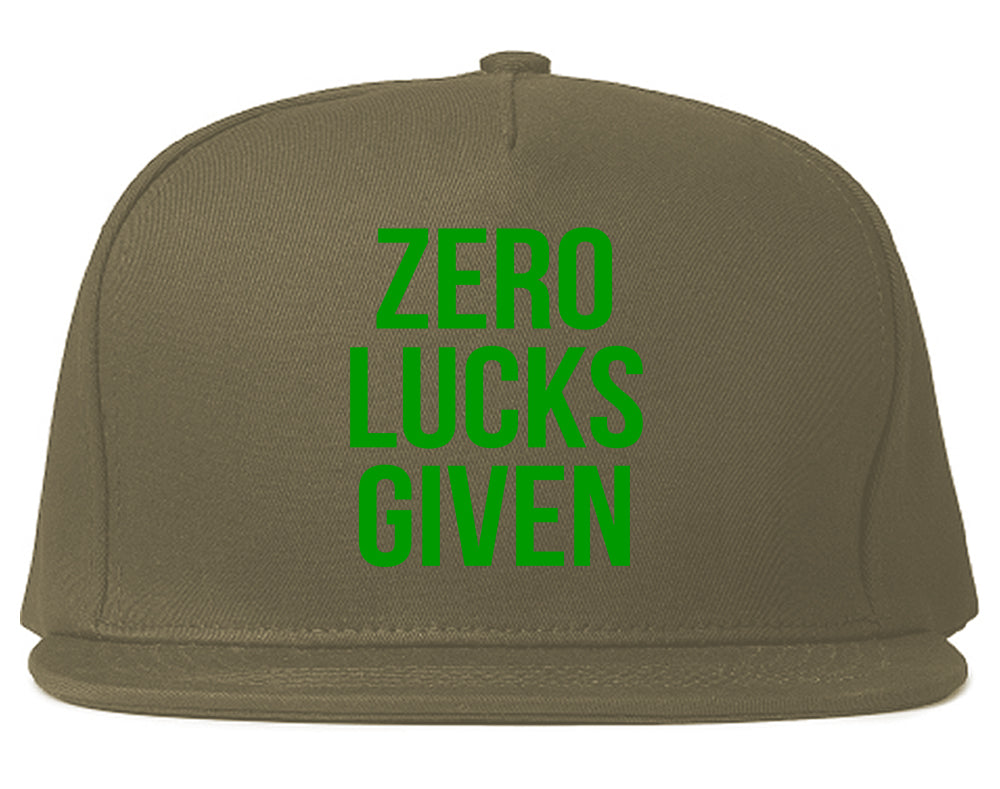 Zero Lucks Given Funny St Patricks Day Mens Snapback Hat Grey