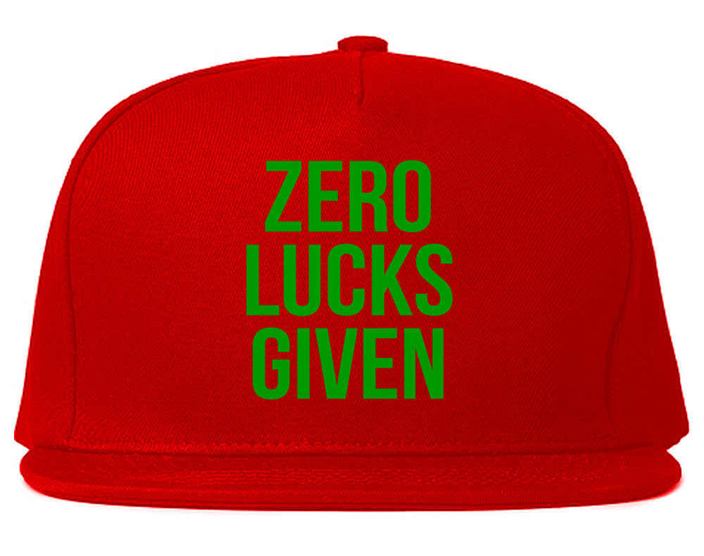 Zero Lucks Given Funny St Patricks Day Mens Snapback Hat Red
